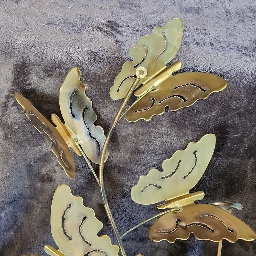 Vintage Brass Butterfly Wall Art  Gold-Copper Fluttering Movement MCM